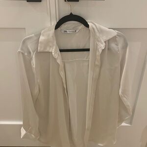 Zara silk button down top